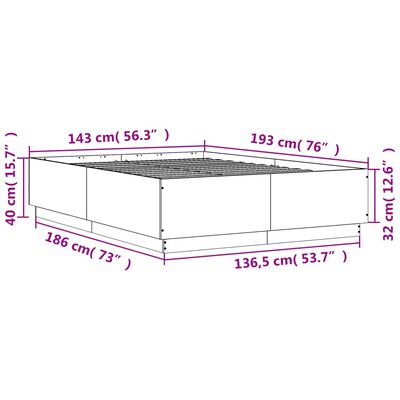 vidaXL Bed Frame without Mattress Grey Sonoma 140x190 cm