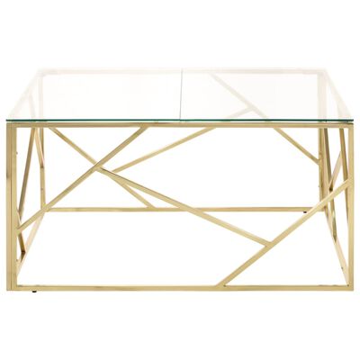 vidaXL Coffee Table Gold Stainless Steel and Tempered Glass