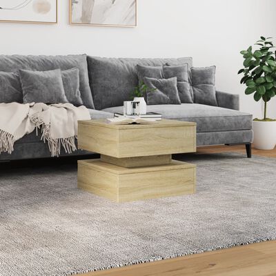 vidaXL Coffee Table with LED Lights Sonoma Oak 50x50x40 cm