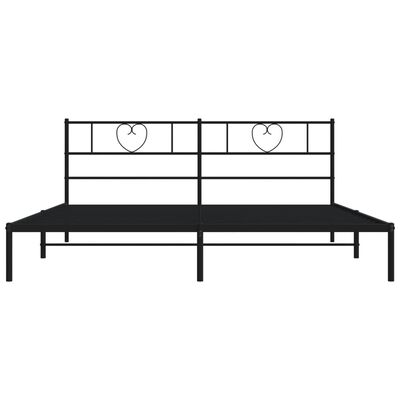 vidaXL Metal Bed Frame without Mattress with Headboard Black 183x213 cm