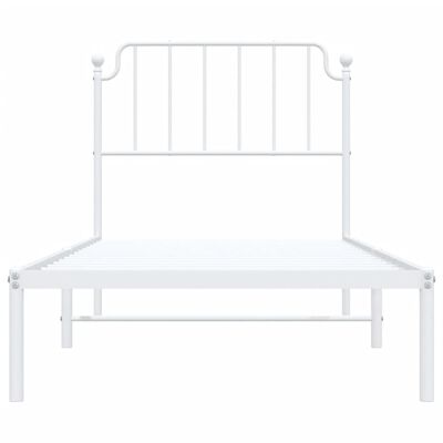 vidaXL Metal Bed Frame without Mattress with Headboard White 90x200 cm