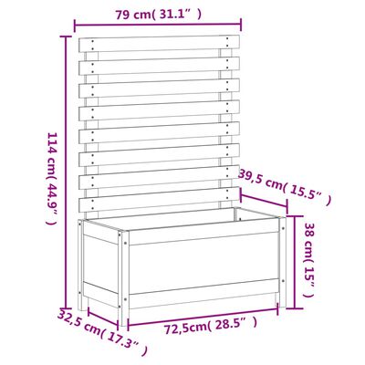 vidaXL Garden Planter with Rack 79x39.5x114 cm Solid Wood Pine