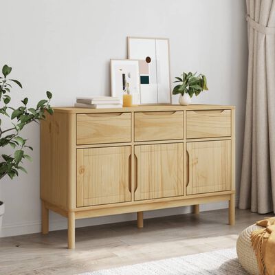 vidaXL Sideboard FLORO Wax Brown 114x43x74 cm Solid Wood Pine