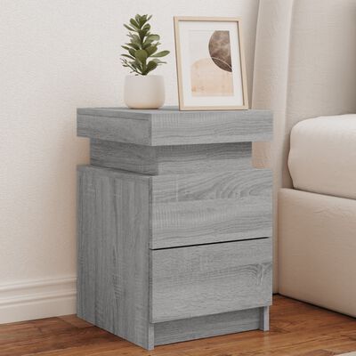 vidaXL Bedside Cabinet with LED Lights Grey Sonoma 35x39x55 cm