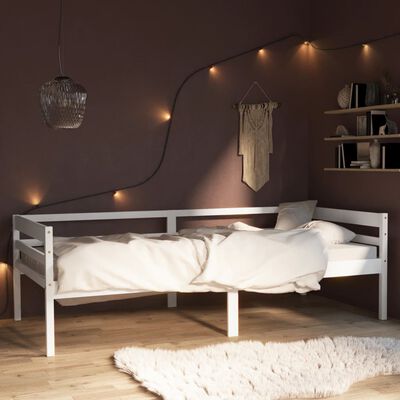 vidaXL Bed Frame without Mattress White Solid Pinewood 90x200 cm