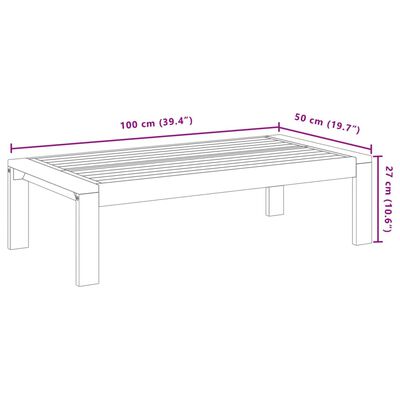 vidaXL Garden Table 100x50x27 cm Solid Wood Acacia