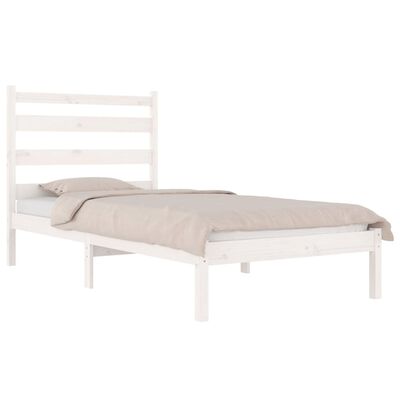 vidaXL Bed Frame without Mattress White Solid Wood 100x200 cm (810008+818406)