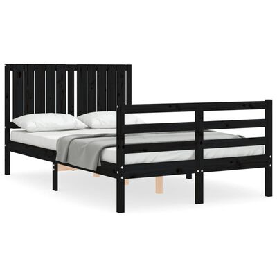 vidaXL Bed Frame without Mattress Black 120x200 cm Solid Wood