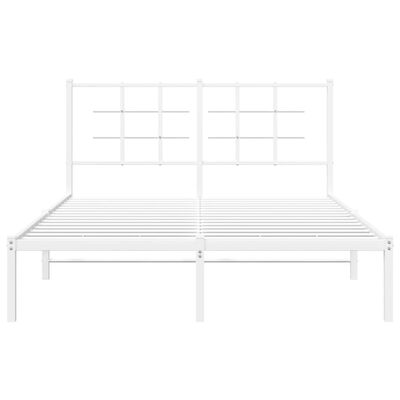 vidaXL Metal Bed Frame without Mattress with Headboard White 140x200 cm