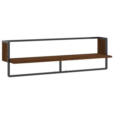 vidaXL Wall Shelf with Bar Brown Oak 100x25x30 cm