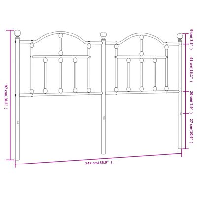 vidaXL Metal Headboard White 135 cm