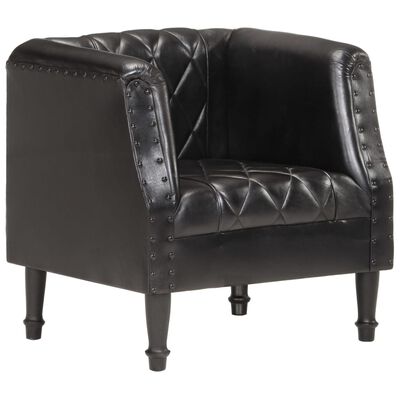 vidaXL Tub Chair Black Real Goat Leather