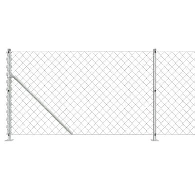 vidaXL Chain Link Fence with Flange Silver 1.1x25 m