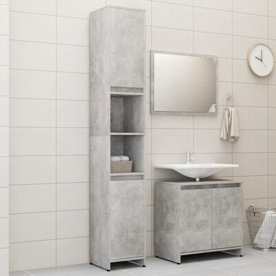 vidaXL 3 Piece Bathroom Furniture Set Concrete Grey Engineered Wood