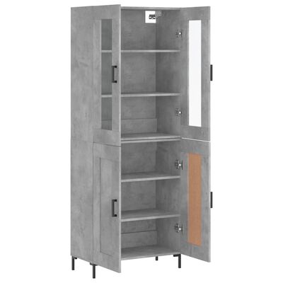 vidaXL Highboard Concrete Grey 69.5x34x180 cm Engineered Wood