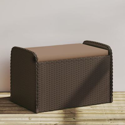 vidaXL Storage Bench with Cushion Brown 80x51x52 cm Poly Rattan