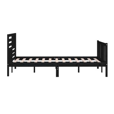 vidaXL Bed Frame without Mattress Black King Size Solid Wood