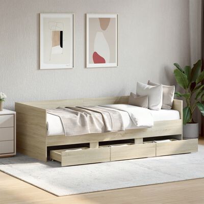 vidaXL Daybed with Drawers without Mattress Sonoma Oak 75x190 cm Small Single