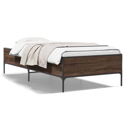 vidaXL Bed Frame without Mattress Brown Oak 75x190 cm Small Single