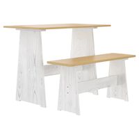vidaXL Dining Table with Bench REINE Honey Brown&White Solid Wood Pine