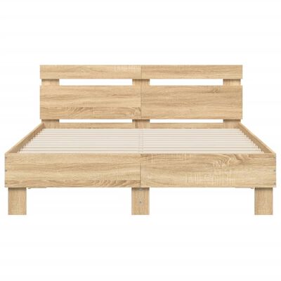 vidaXL Bed Frame with LED without Mattress Sonoma Oak 120x190 cm Small Double