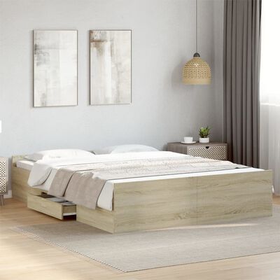 vidaXL Bed Frame with Drawers without Mattress Sonoma Oak 160x200 cm