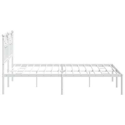 vidaXL Metal Bed Frame without Mattress with Headboard White 150x200 cm King Size