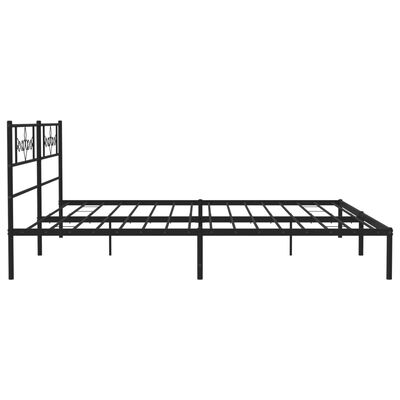 vidaXL Metal Bed Frame without Mattress with Headboard Black 183x213 cm