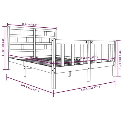 vidaXL Bed Frame without Mattress Solid Wood Pine King Size