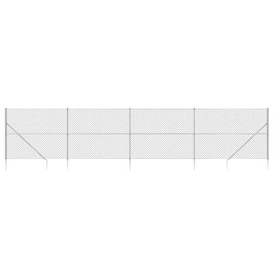 vidaXL Chain Link Fence with Spike Anchors Silver 2.2x10 m