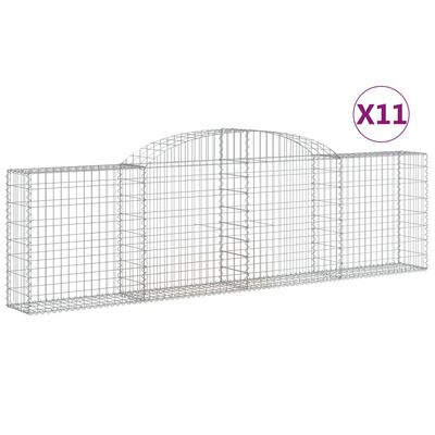 vidaXL Arched Gabion Baskets 11 pcs 300x30x80/100 cm Galvanised Iron