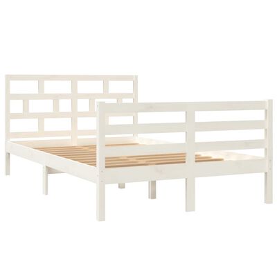 vidaXL Bed Frame without Mattress White Solid Wood 120x200 cm (810426+814185)