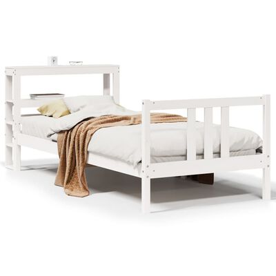 vidaXL Bed Frame with Headboard without Mattress White 100x200 cm