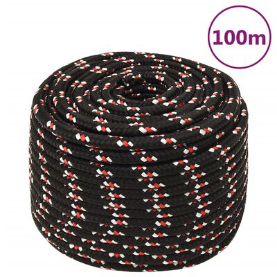 vidaXL Boat Rope Black 12 mm 100 m Polypropylene