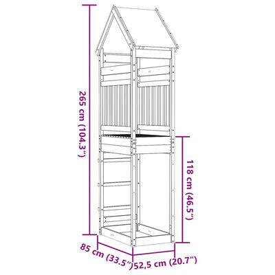 vidaXL Play Tower 85x52.5x265 cm Impregnated Wood Pine