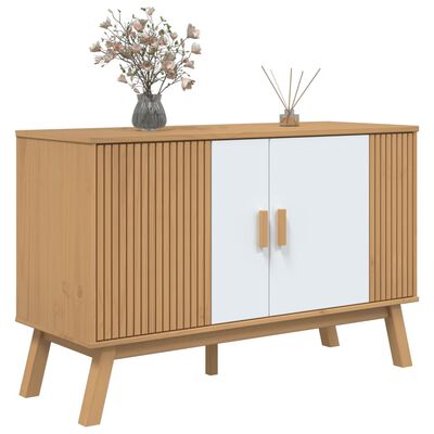 vidaXL Sideboard OLDEN White and Brown 114x43x73.5 cm Solid Wood Pine