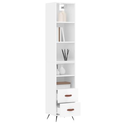 vidaXL Highboard High Gloss White 34.5x34x180 cm Engineered Wood