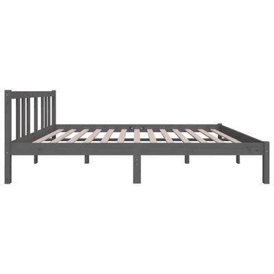 vidaXL Bed Frame without Mattress Grey Solid Wood 135x190 cm Double