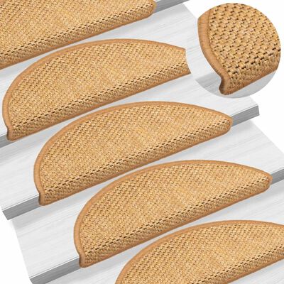 vidaXL Stair Mats Self-adhesive Sisal-Look 15 pcs 56x17x3 cm Sisal