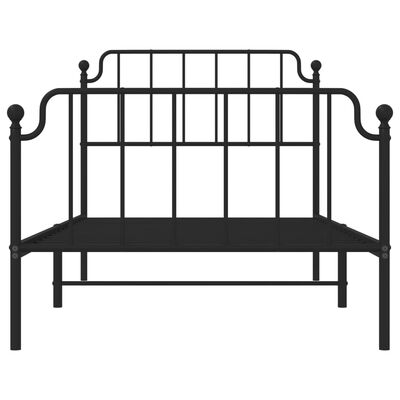 vidaXL Metal Bed Frame without Mattress with Footboard Black 100x190 cm