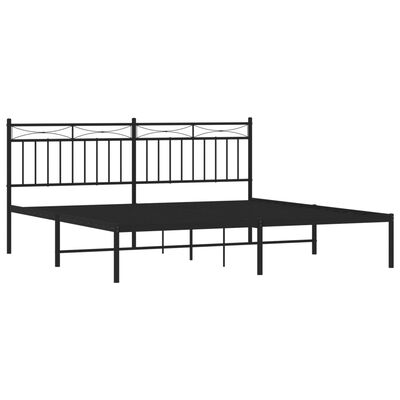 vidaXL Metal Bed Frame without Mattress with Headboard Black 183x213 cm