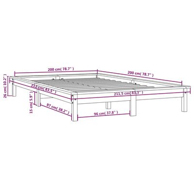 vidaXL Bed Frame without Mattress Honey Brown 200x200 cm Solid Wood