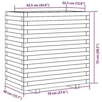 vidaXL Garden Planter White 70x40x72 cm Solid Wood Pine