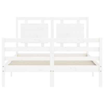 vidaXL Bed Frame without Mattress White Double Solid Wood