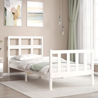 vidaXL Bed Frame without Mattress White 90x200 cm Solid Wood Pine