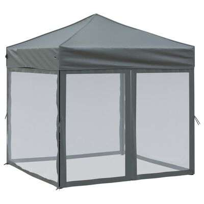 vidaXL Folding Party Tent with Sidewalls Anthracite 2x2 m