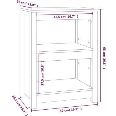 vidaXL Book Cabinet White 50x35x68 cm Solid Wood Pine