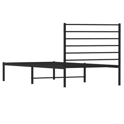 vidaXL Metal Bed Frame without Mattress with Headboard Black 100x200 cm