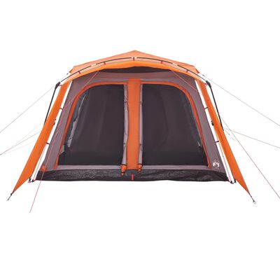 vidaXL Family Tent with Porch 9-Person Grey and Orange Quick Release