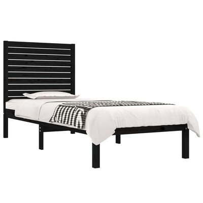 vidaXL Bed Frame without Mattress Black 90x190 cm Single Solid Wood